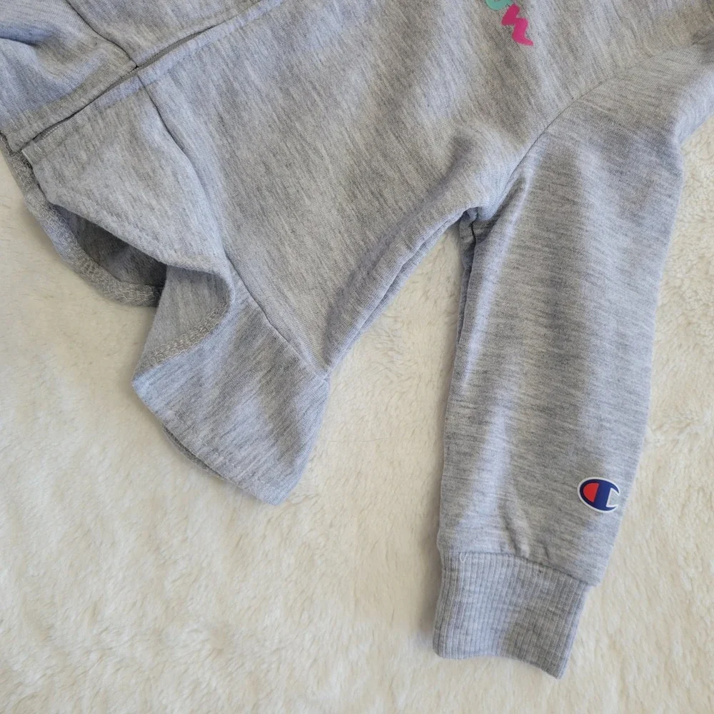 Champion Zip Hoodie Toddler Girls 18M Gray Rainbow Logo Peplum Ruffle CAW951